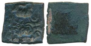 Punch-Marked, Eran-Vidisha region, Copper Unit, 6.94g, five punches, of a horse, elephant,