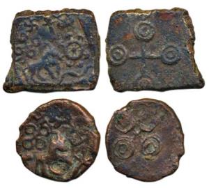 Ujjaini, Copper Unit (2), 2.32g and 4.7g, obv. horse to right with Ujjaini symbol above an