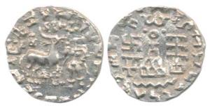 Kunindas, Amoghabhuti, Silver Drachma, 2.16g, deer standing to right without an arched hil
