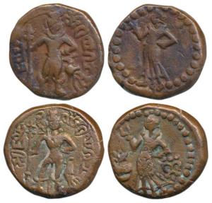 Yaudheyas (c. 2nd century BC), Copper Unit, 10.82g, obv. Lord Karttikeya standing with pea