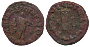 Indo-Greek, Apollodotus, Copper Unit, 15.62g, obv. Apollo standing right holding arrow to 