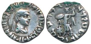 Indo-Greeks, Apollodotus II, Silver Drachm, 2.39g, obv. diademed and draped bust of the ru