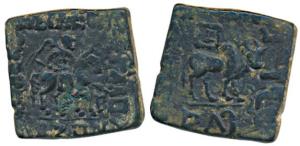 Indo-Scythian, Azes, Copper Unit, 9.14g, obv. a horseman riding to right with Greek legend