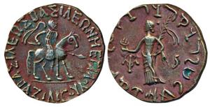 Indo-Scythians, Azes, Silver Tetradrachm, 9.46g, king mounted on a horse to right holding 