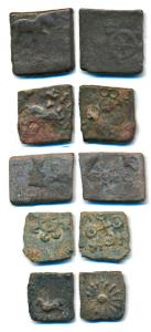 Satavahanas and Patalataritas, Vidarbha Area, Copper Fraction, symbol showing bull, horse,