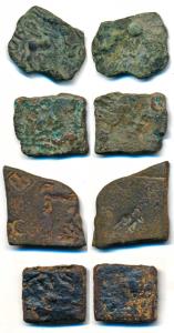 Copper Unit and Punch Marked (4), Vidarbha Area, Mitra, punch marked type, tree in railing