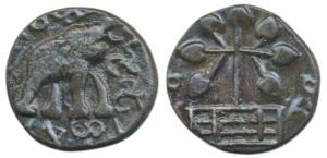 Satavahana, Chimuka, Paithan —Nevasa Area, Potin Unit, 4.99g, elephant facing right with u