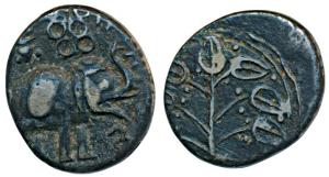 Satavahanas, Kausikiputra Satakarani (c. 1st century AD), Potin Unit, 5.95g, decorative el