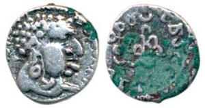 Satavahanas, Vasisthiputra Sri Satakarni (118-147 AD), Silver Drachma, 1.77g, bust of the 