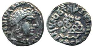 Satavahanas, Vasisthiputra Siva Siri Pulumavi (147-154 AD), Silver Drachma, 1.82g, bust of