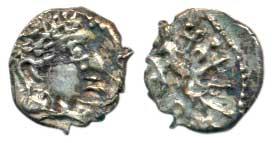 Satavahanas, Madhariputra, Silver ½ Unit, 0.72g, bust of the ruler to right with a promine