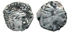 Satavahanas, Madhariputra, Silver ½ Unit, 0.79g, bust of the ruler to right with a promine