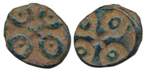 Satavahanas, Tarhala Hoard Type, Copper Karshapana, 3.47g, Error, Brockage, nice deep and 