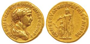 Trajan (98-117 AD), Gold Aureus, 7.2g, Rome Mint, struck during AD112-117, obv. laureate b