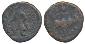 Kushanas, Vima Kadphises (100-127/8 AD), Copper Unit, 16.27g, obv. king standing facing he