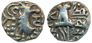 Karkotakas of Kashmir, Vinayaditya (8th century AD), Base Gold Dinara, 7.55g, seated godde