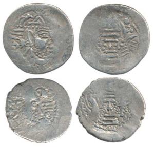 Indo Sassanian (c. 8th-10th century AD), Gadhaiya Type, Silver Dramma (2), stylized head r