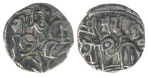 Hindu Shahis of Kabul and Ohinda, Samantadeva (c. 850-1000 AD), Silver Drachma, 3.16g, obv