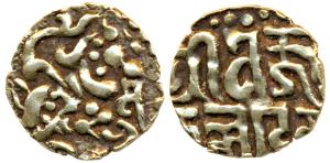 Kalchuris of Ratanapura, Jajjala Deva (1160-1168 AD), Gold ¼ Dinar / Masha, 0.9g, tiger mo