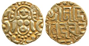 Gahadavalas of Kanauj, Govinda Chandra Deva (1114-1154 AD), Gold 4 ½ Masha, 3.98g, Goddess