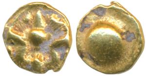 Silaharas of Kolhapur (c. 10-11 century AD), Gold ¼ Pagoda / Double Fanam, 0.77g, ornament