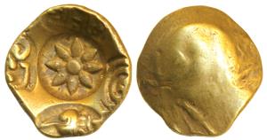 Yadavas of Devagiri, Ramachandra Deva, Gold Gadyana / Padma Tanka, 3.81g, Punch-marked typ