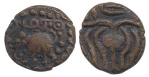 Imperial Pandyas, Maravarman Kulasekara Pandya I (1314-1362 AD), Copper Kasu, obv. elephan