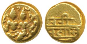 Vijayanagar Empire, Sadashiva Raya, Gold Pagoda, 3.42g, Lakshmi-Narayana (Vishnu and Laksh