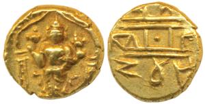 Vijayanagar Empire, Venkitapati Raya III, Gold ½ Pagoda, 1.71g, Venkateshwara standing fro