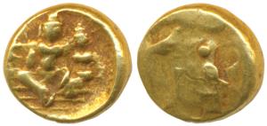 Vijayanagara Empire, Gold ½ Pagoda, 1.7g, crude copies of gold Pagodas in the name of Sada