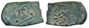 Nasik Region, Copper Unit, 7.75g, Uninscribed, tree in railing, srivatsa, three arched hil