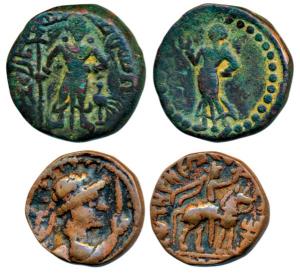 Yaudheyas (c. 200 BC), Tribes of Punjab, Copper Unit, 10.83g, Lord Kartikeya with peacock 