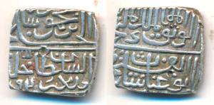 Ghiyath Shah (AH 873-906, 1469-1500 AD), Silver Square ½ Tanka, 5.34g, abu’l fath legend, 
