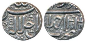 Akbar (AH 963-1014, 1556-1605 AD), Silver ½ Rupee, 5.68g, Ahmedabad Mint, Ilahi type, Mont