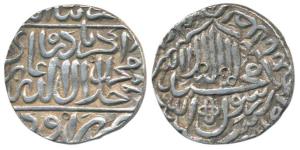 Akbar, Silver Rupee, 11.4g, Awadh Mint, Kalima type, AH 96X, obv. Kalima in a multi-foil w