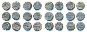 Akbar, Copper Dam (12), Dehli Mint, Ilahi type, complete set of 12 different Ilahi months,