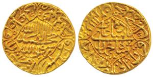 Shah Jahan, Gold Mohur, 11.0g, Dar ul Khilafat Akbarabad Mint, AH 1047/10, Kalima within q