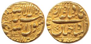 Shah Jahan, Gold Mohur, 10.89g, Daulatabad Mint (partly visible), AH 1049 (KM 260.21). Ver