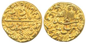 Shah Jahan, Gold Mohur, 10.95g, Daulatabad Mint, kalima within quatrefoil on obv. and name