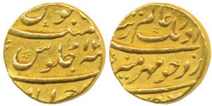 Aurangzeb (AH 1068-1118, 1658-1707 AD), Gold Mohur, 10.97g, Ahmedabad Mint, 17 RY (KM.315.
