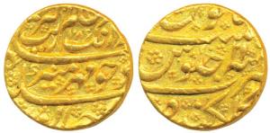 Aurangzeb, Gold Mohur, 10.99g, Golkonda Mint, AH 1115/47 (KM 315.18). Very Fine+, Rare.