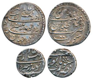 Aurangzeb, Silver Rupee and ½ , Surat Mint, AH 1094/27, the rupee with complete die impres