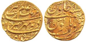 Aurangzeb, Gold Mohur, 11.09g, Surat Mint, AH X077/9 (KM 315.45). Extremely Fine, Scarce.
