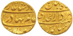 Shah Alam Bahadur, Gold Mohur, 10.66g, Dar-ul-Khilafat Shahjahanabad Mint, AH XX24 (KM 356