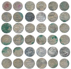 Muhammad Shah, Silver Rupee (18), Gwalior Mint (2); Itawa Mint (4); Kora Mint (8); (KM 436