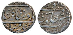 Muhammad Shah, Silver Rupee, 11.24g, Katak Mint, RY 6, complete mint name at bottom, (KM 4