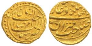 Muhammad Shah, Gold ½ Mohur, 5.48g, Sind Mint, RY 12 (KM D438.2). Extremely Fine, Extremel