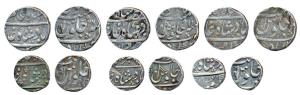 Ahmedabad Mint, Silver Rupee (3) and ½ Rupee (3), in the name of Shah Alam II and Muhammad