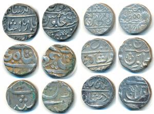 Silver Rupee (6), Balwantnagar (Jhansi) Mint, RY 6; Gulshanabad Mint, Pataka on rev.; Kolh