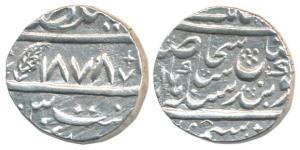 Multan Mint, Silver Rupee, 11.07g, Nanakshahi couplet, VS 1878 (KM 84). Extremely Fine, Ra